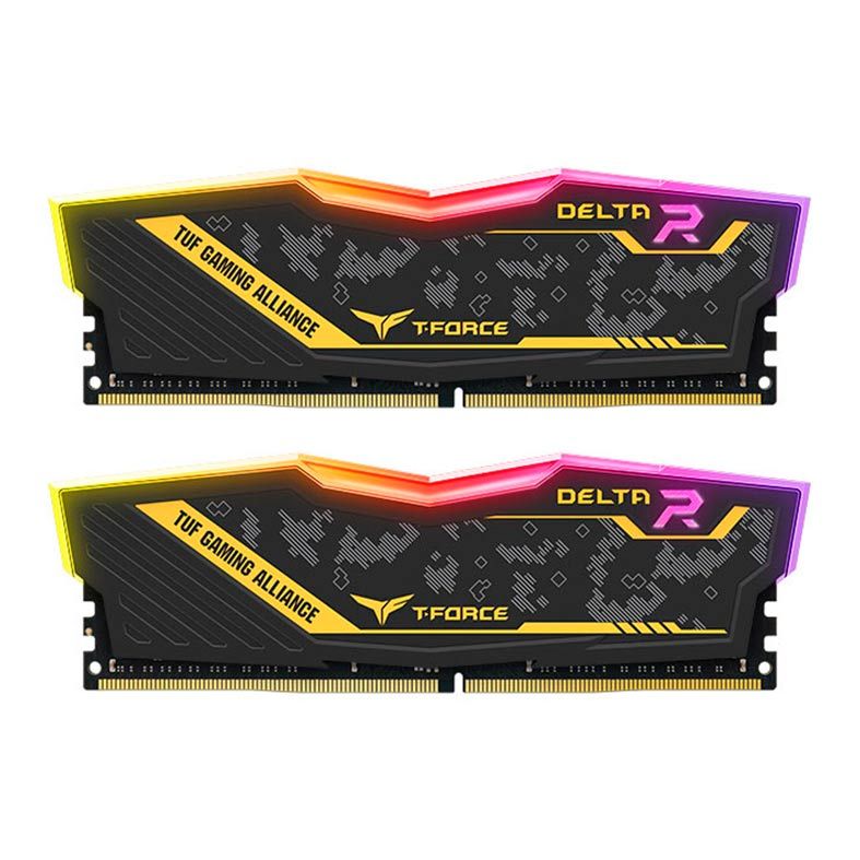 Memoria Team Group T-Force Tuf Gaming Delta RGB, 16GB(2x8GB), DDR4, 3200MHz, C16, Preto, TF9D416G3200HC16FDC01