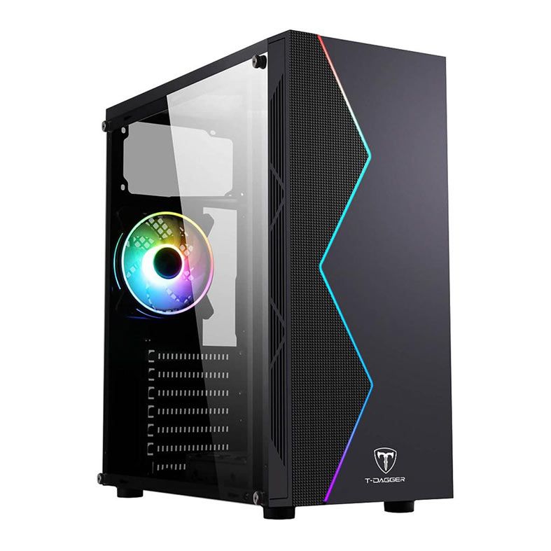 Gabinete Gamer T-Dagger P03B, RGB, Mid Tower, Lateral de Acrilico, Preto, TGC-P03B