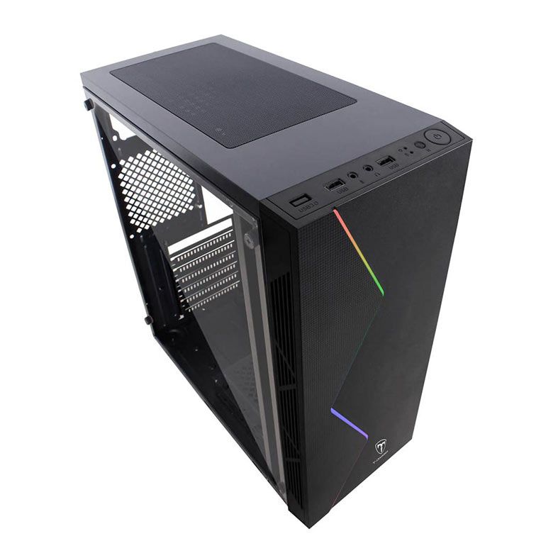 Gabinete Gamer T-Dagger P03B, RGB, Mid Tower, Lateral de Acrilico, Preto, TGC-P03B