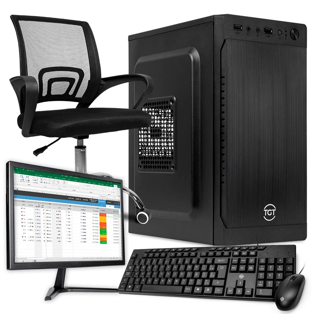 PC Home Completo Pichau HM640, AMD Ryzen 5 8500G, 16GB DDR5, SSD 240GB + Monitor + Cadeira