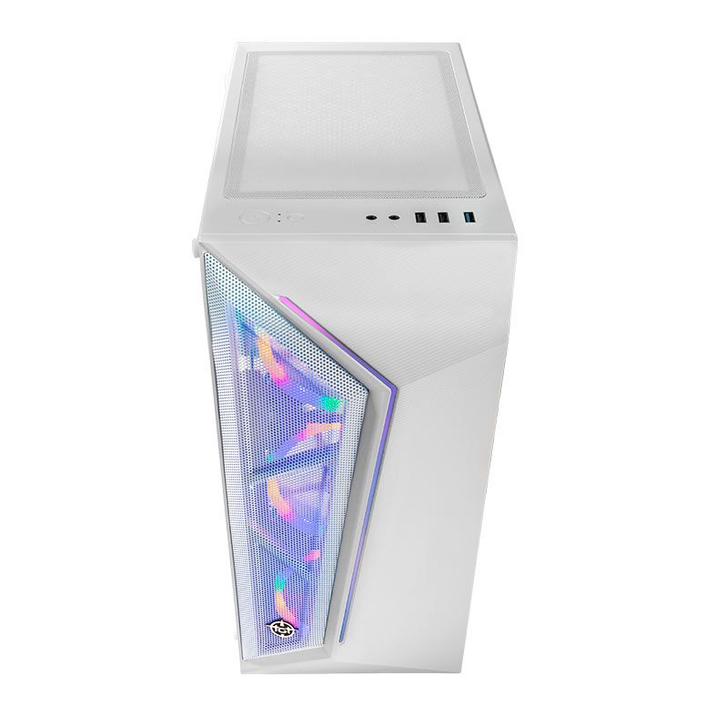 Gabinete Gamer TGT Carbon, Rainbow, Mid-Tower, Lateral de Vidro, Branco, TGT-CBN-WH01