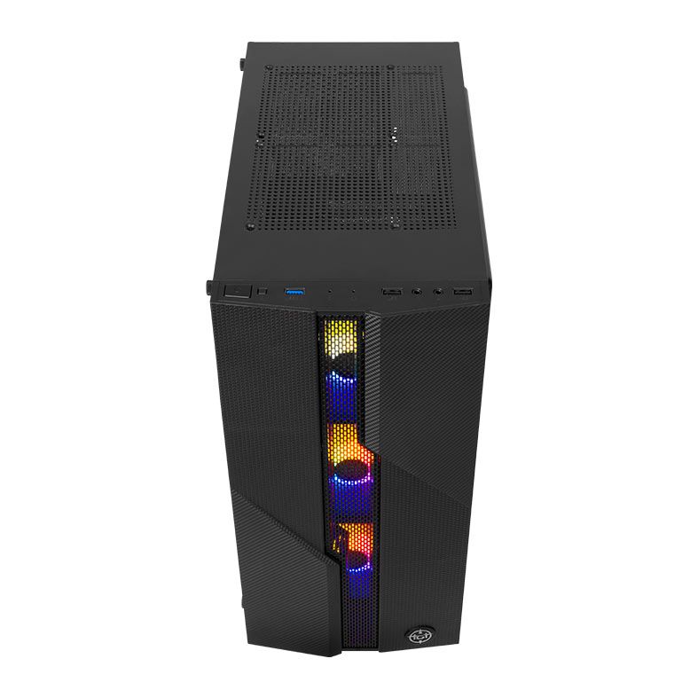 Gabinete Gamer TGT Carbon V2, Mid-Tower, Lateral De Vidro, Com 3 Fans Rainbow, Preto, TGT-CBNV2-BK