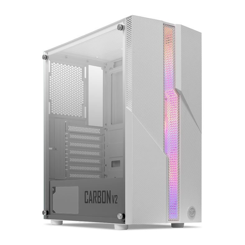 Gabinete Gamer TGT Carbon V2, RGB, Mid-Tower, Lateral De Vidro, Com 3 Fans, Branco, TGT-CBNV2-WH