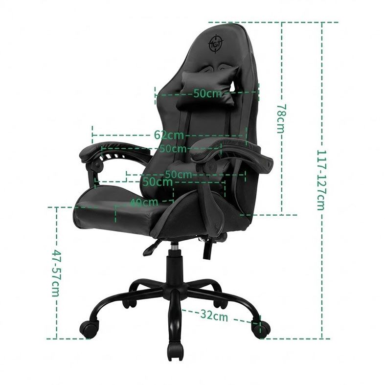 Cadeira Gamer TGT Heron, Espuma Moldada, Preta, TGT-HR-BL01