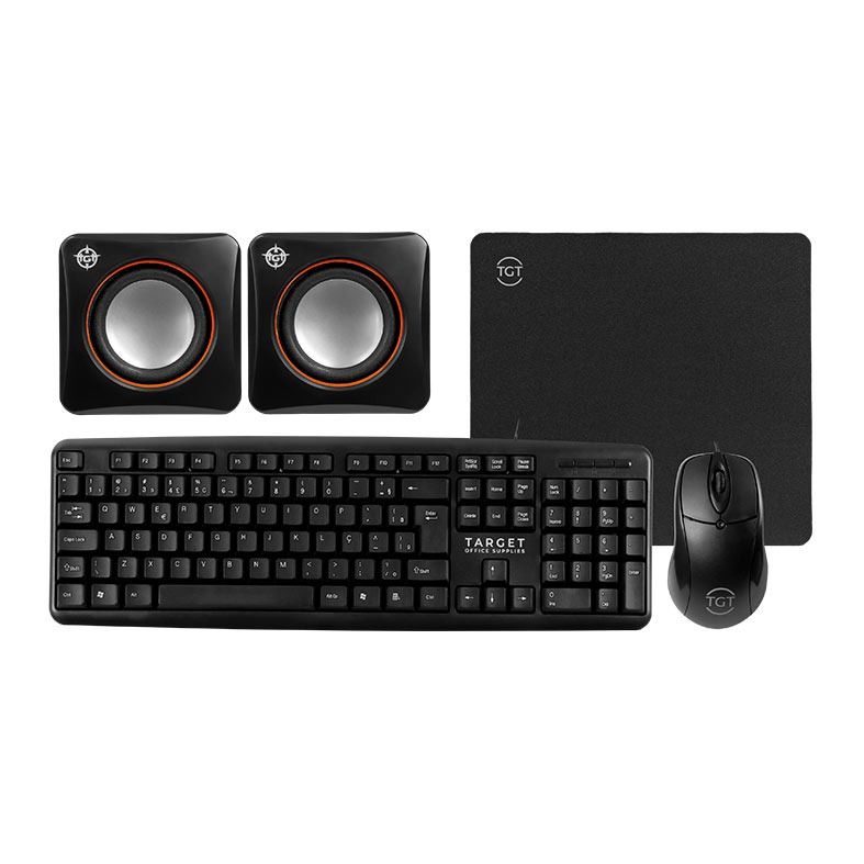 Kit TGT Essencial 4x1, Teclado ABNT2, Mouse 1000 DPI, Caixa de Som 3w, Mousepad 200x180x3, TGT-KESS-01-BK