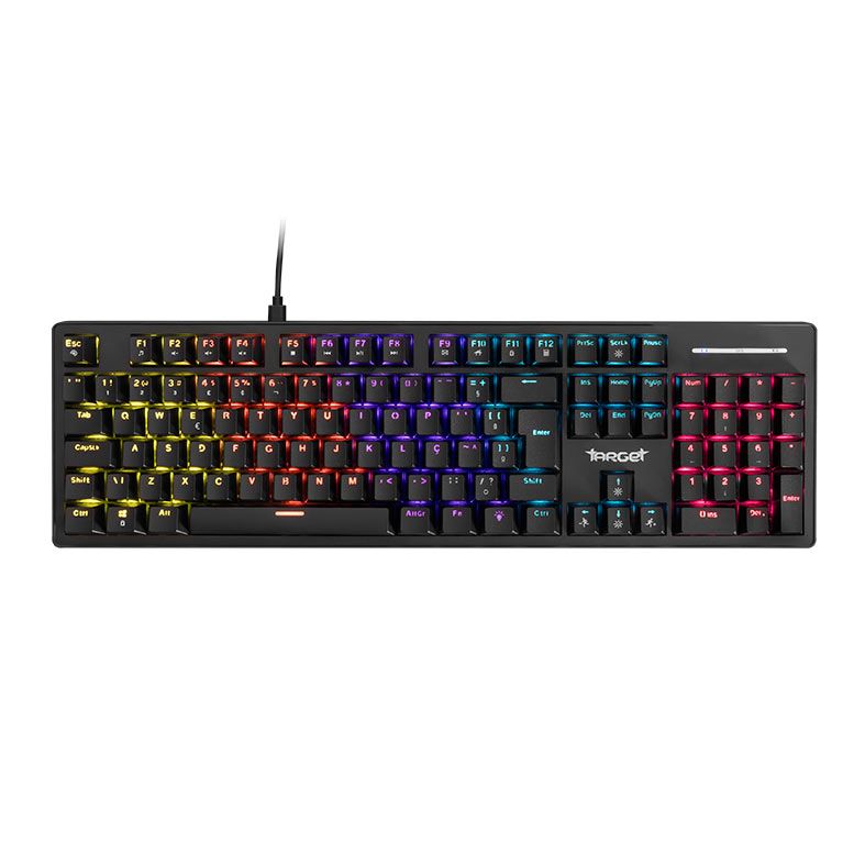 OPENBOX Teclado Mecanico TGT Sherman V3, Rainbow, ABNT2, Switch Huano Azul, Preto, TGT-SHR-RBW03