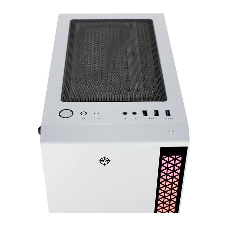 GKT　White L Gabinete Gamer TGT Skylancer Lateral De Vidro Branco, TGT-SKL-WT01