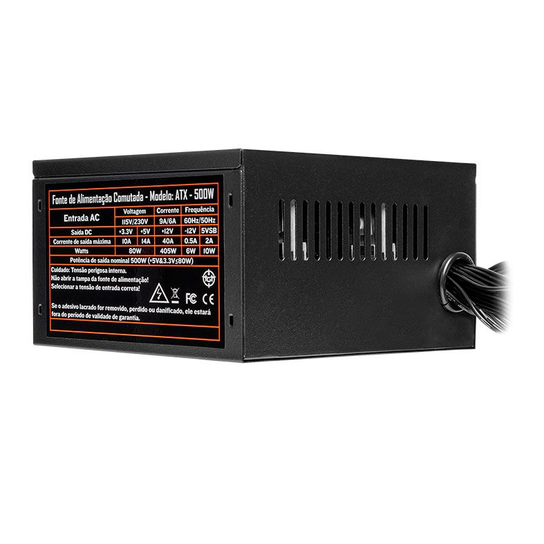 Fonte TGT Tomahawk T3, 500W, Preto, TGT-T2WK500-BK01
