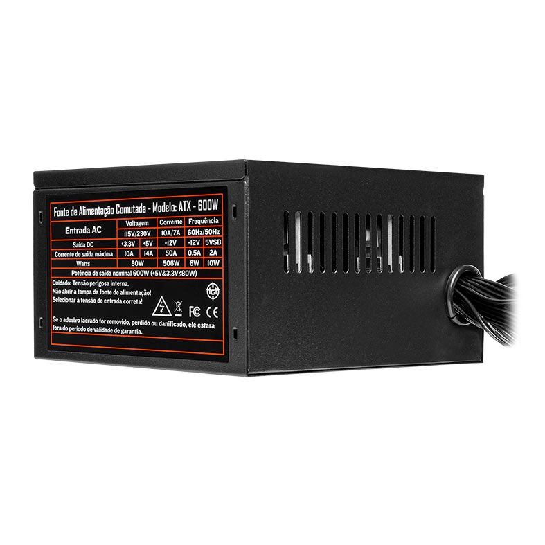 Fonte TGT Tomahawk T3, 600W, Preto, TGT-T2WK600-BK01