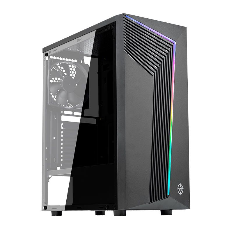 Gabinete Gamer TGT Tracer, RGB, Mid-Tower, Lateral Acrilico, Com 3 Fans, Preto, TGT-TRC-RGB01