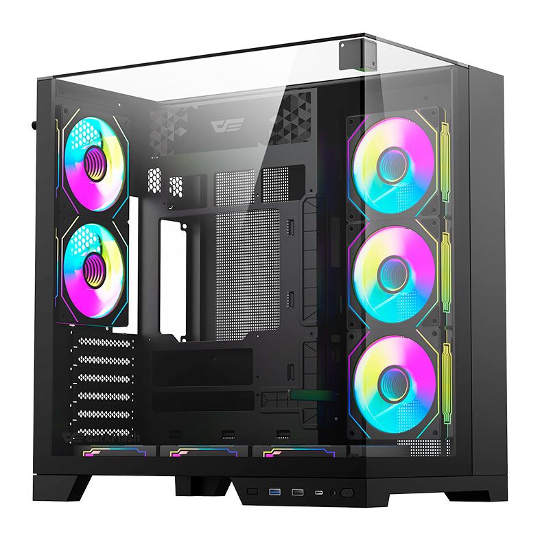 Gabinete Gamer Aigo Darkflash TH285 PLUS, ARGB, Mid-Tower, Lateral De Vidro, Com 8 Fans, Preto, TH285-PLUS-PC-CASE-BLACK