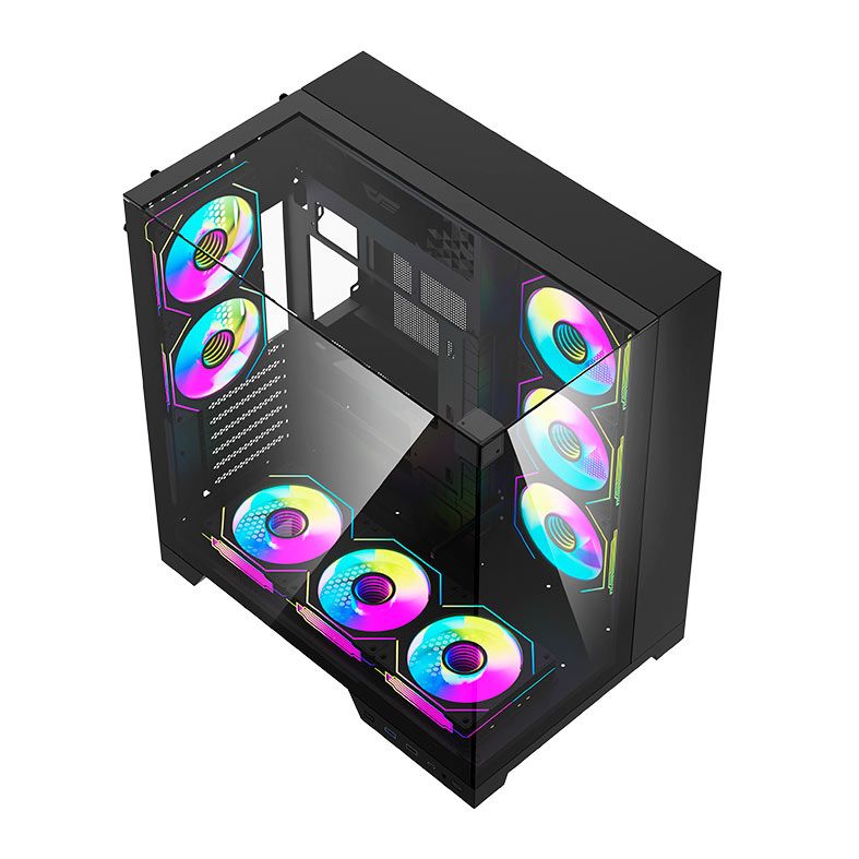Gabinete Gamer Aigo Darkflash TH285 PLUS, ARGB, Mid-Tower, Lateral De Vidro, Com 8 Fans, Preto, TH285-PLUS-PC-CASE-BLACK