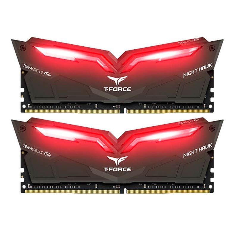 Memoria Team Group T-Force Night Hawk 16GB (2x8) 3000MHz DDR4 LED Vermelho, THRD416G3000HC16CDC01