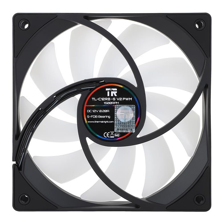 Ventoinha Thermalright TL-C12RB-S V2, Reversa, ARGB, 120mm, Preto, TL-C12RB-S-V2