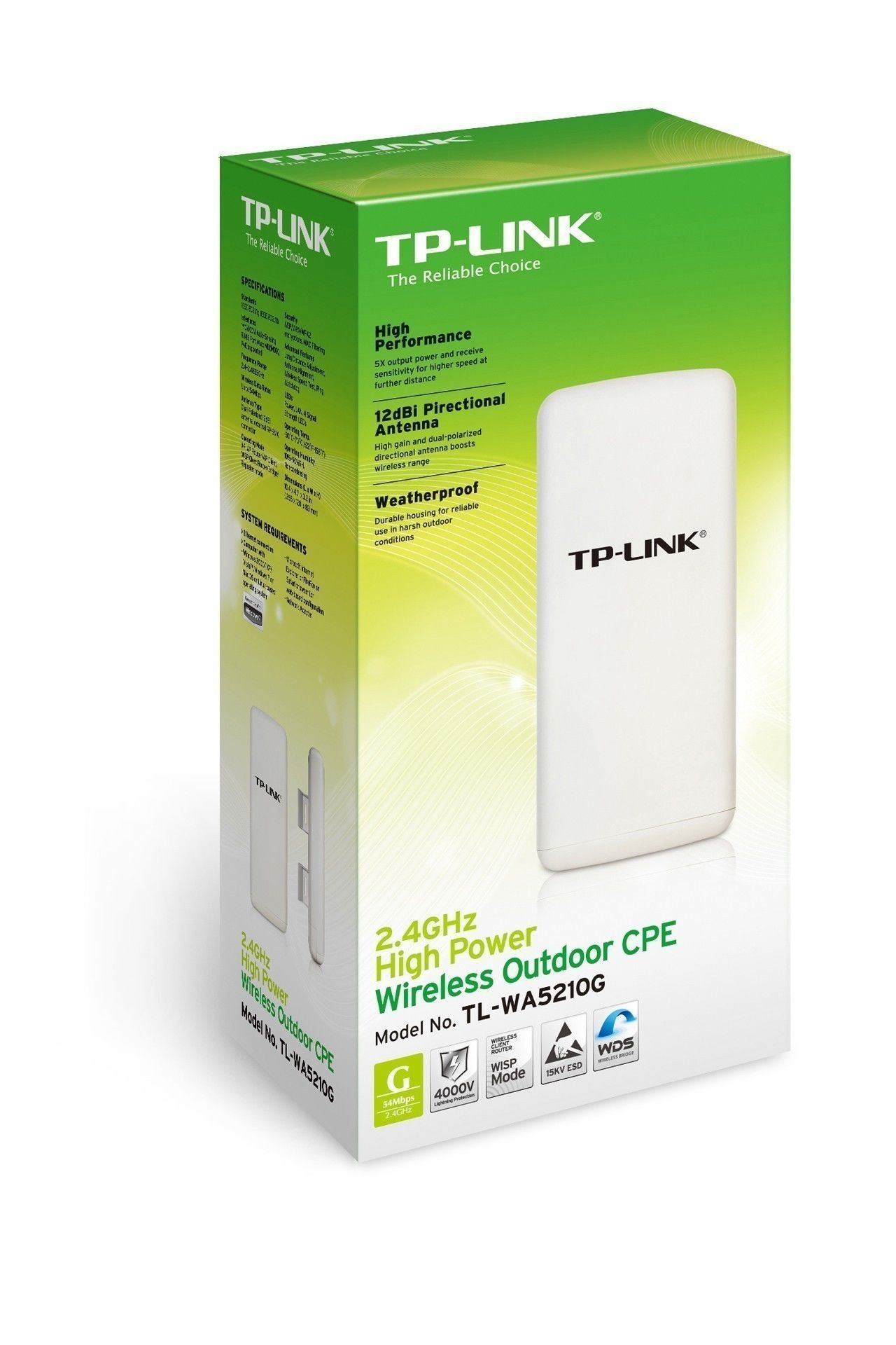 CPE Wireless TP-Link Externo de Alta Potência 2.4GHz Wireless 150Mbps, TL-WA5210G - BOX