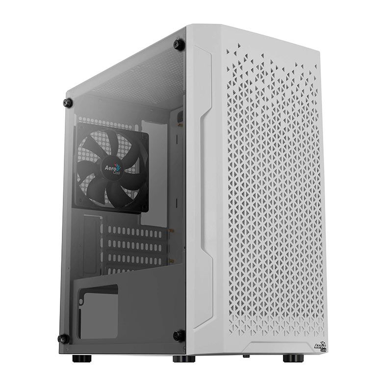 Gabinete Gamer Aerocool Trinity Mini V1, Mini-Tower, Lateral de vidro, Com 1 Fan, Branco, TRINITY-MINI-V1-BR