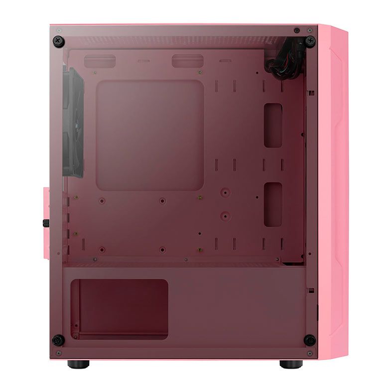 Gabinete Gamer Aerocool Trinity Mini V1, Mini-Tower, Lateral de vidro, Com 1 Fan, Rosa, TRINITY-MINI-V1