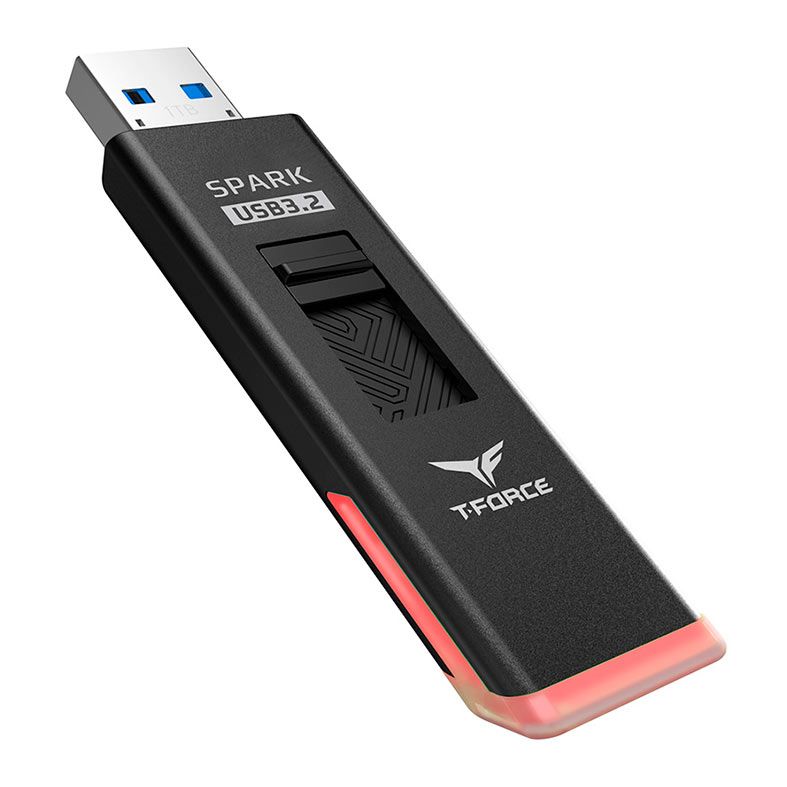 Pen Drive Team Group T-Force Spark Led, 1TB, Leitura 1000MB/s, Gravacao 800MB/s, USB 3.2, Preto, TSPARKLED31TBB01