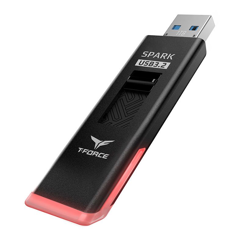 Pen Drive Team Group T-Force Spark Led, 1TB, Leitura 1000MB/s, Gravacao 800MB/s, USB 3.2, Preto, TSPARKLED31TBB01