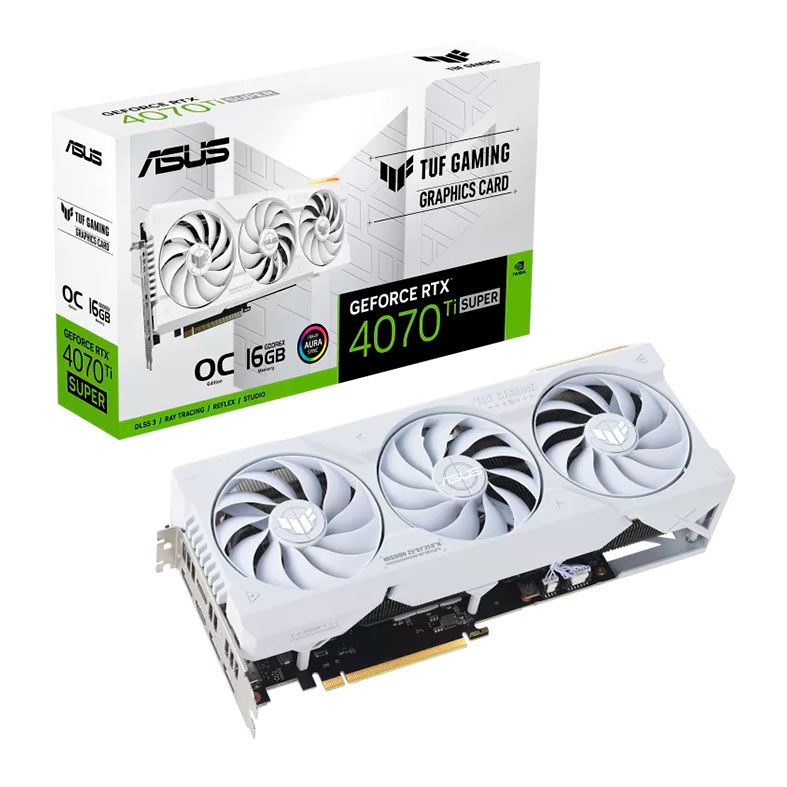 Placa de Video Asus GeForce RTX 4070 Ti Super TUF Gaming White OC Edition, 16GB, GDDR6X, 256-bit, TUF-RTX4070TIS-O16G-WHITE-GAMING