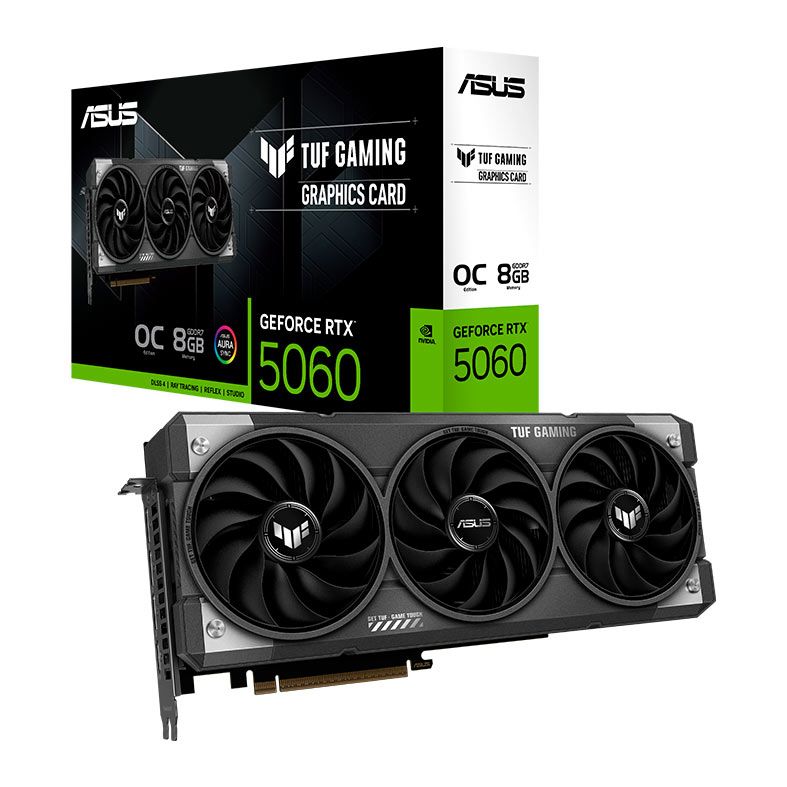 Placa de Video Asus GeForce RTX 5060 TUF Gaming OC Edition, 8GB, GDDR7, 128-bit, TUF-RTX5060-O8G-GAMING