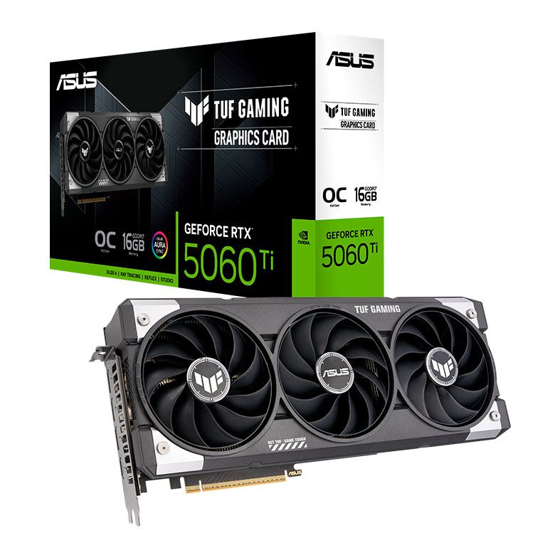Placa de Video Asus GeForce RTX 5060 Ti TUF Gaming OC, 16GB, GDDR7, 128-bit, TUF-RTX5060TI-O16G-GAMING