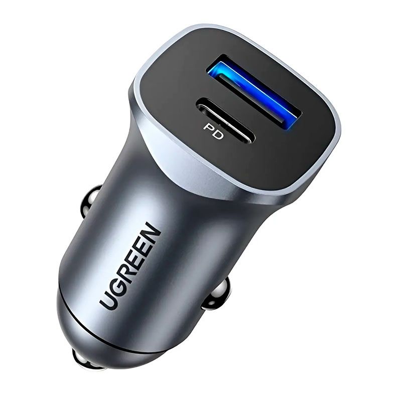 Carregador Veicular UGREEN USB-C PD + USB QC 24W, Preto, UG-30780