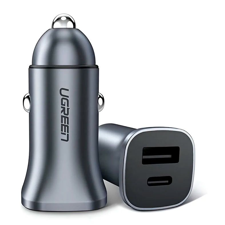 Carregador Veicular UGREEN USB-C PD + USB QC 24W, Preto, UG-30780