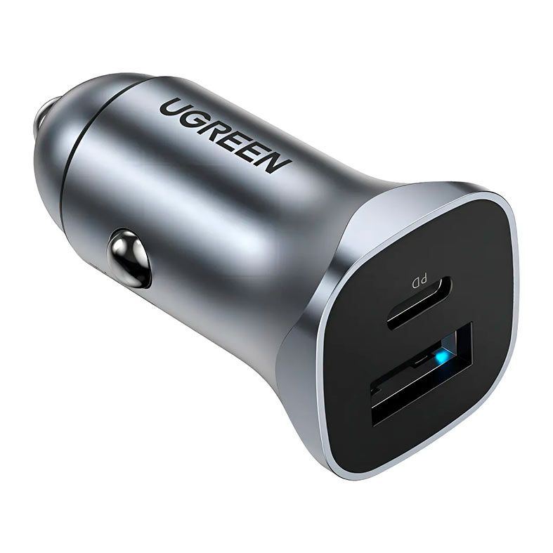 Carregador Veicular UGREEN USB-C PD + USB QC 24W, Preto, UG-30780