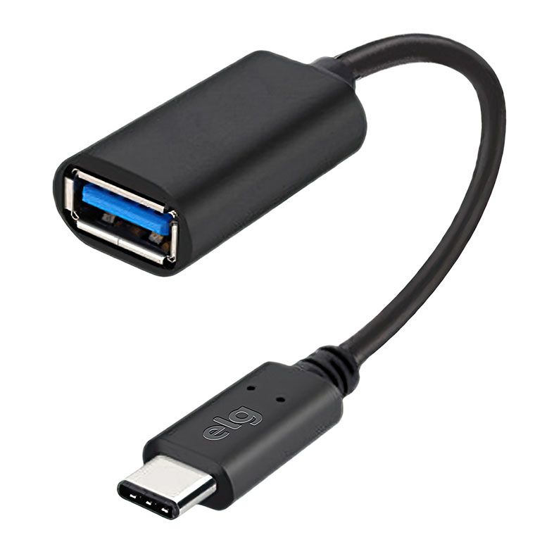 Cabo Adaptador ELG, 20cm, USB-C Para USB OTG, Preto, USBADP1
