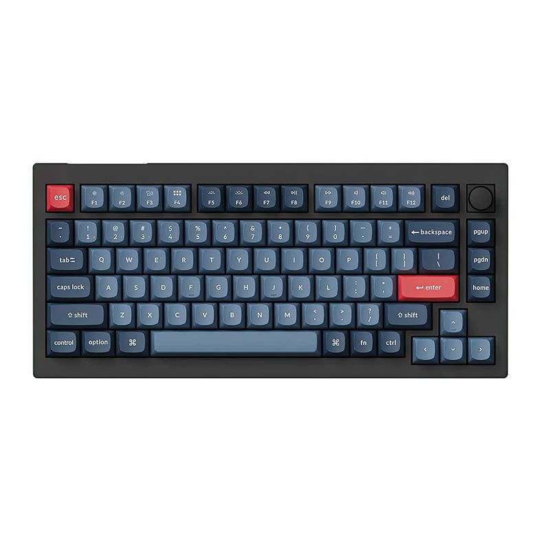 Teclado Mecanico Keychron V1 Max Knob Version, RGB, Wireless, Switch Marrom, Preto e Azul, V1M-D3