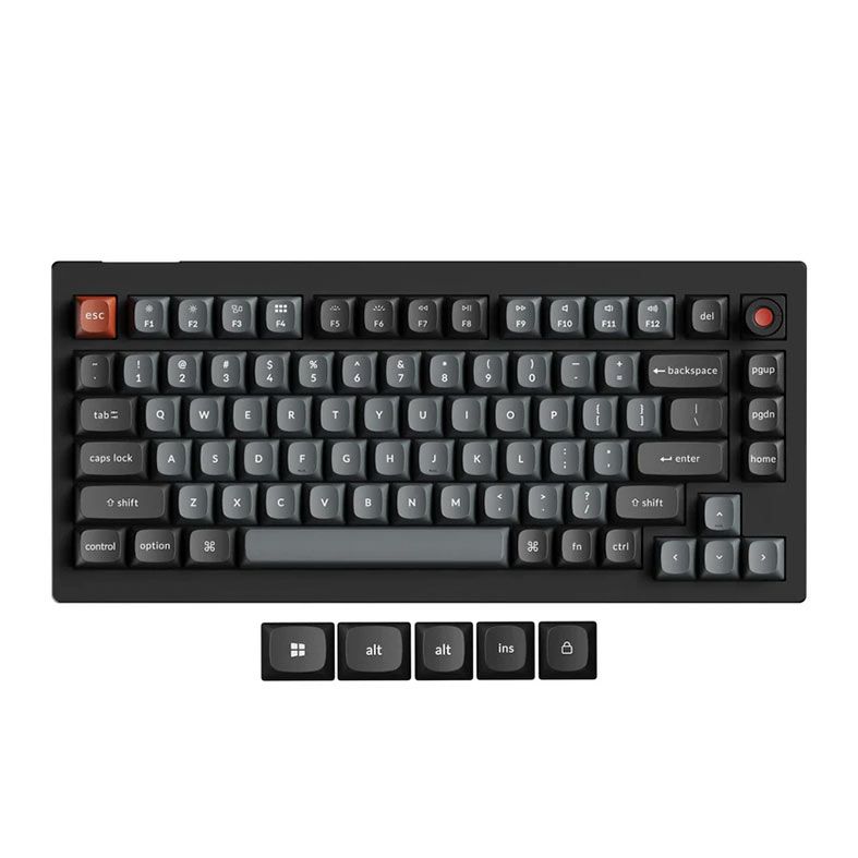 Teclado Mecânico Keychron V1, RGB, USB, Knob Version, Preto, V1W-D3