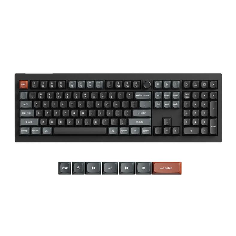 Teclado Mecanico Keychron V6 Ultra 8K, RGB, Wireless, Switch Silk POM Brown, Preto, V6U-D3