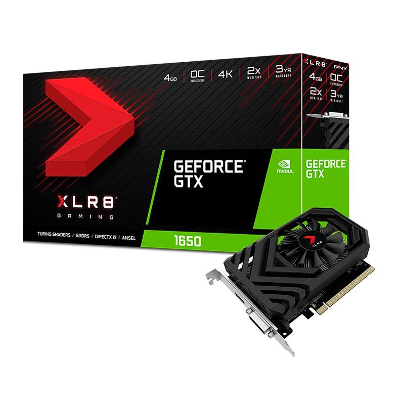 Placa de Video PNY GeForce GTX 1650 4GB GDDR5 XLR8 OC 128-bit, VCG16504SFPPB-O