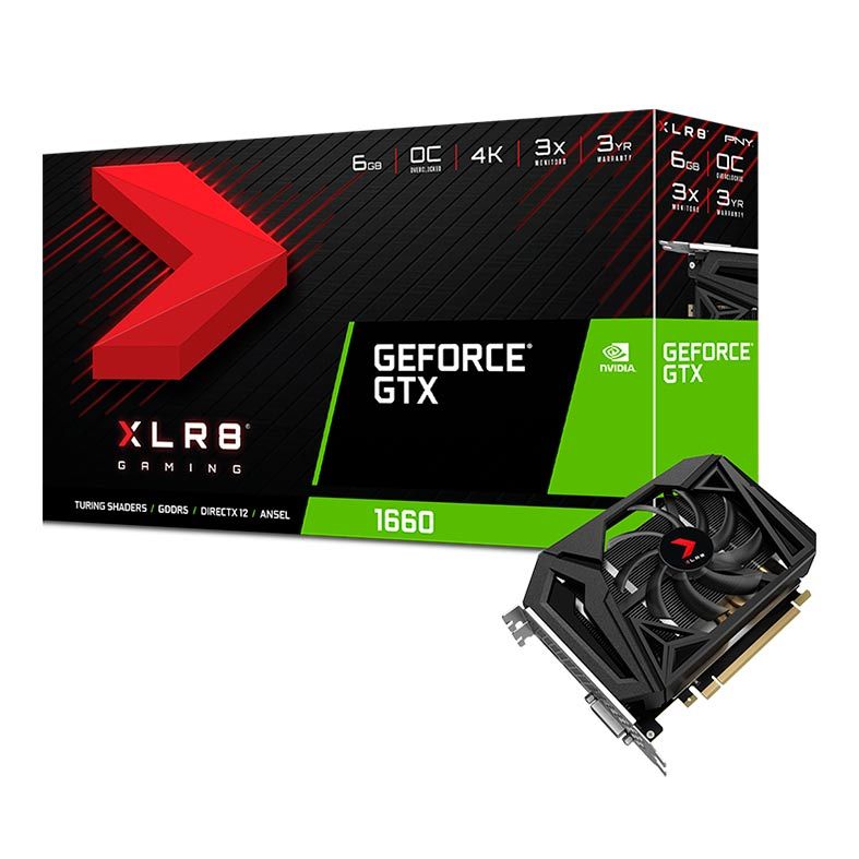 Placa de Video PNY GeForce GTX 1660 6GB GDDR6 OC XLR8 192-bit, VCG16606SFPPB-O