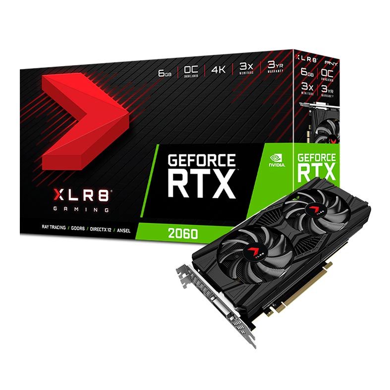 Placa de Video PNY GeForce RTX 2060 6GB GDDR6 OC XLR8 192-bit, VCG20606DFPPB-O