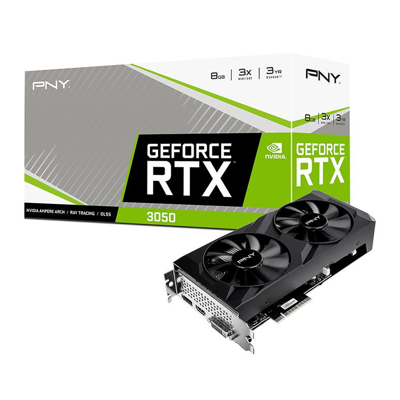 Placa de Video PNY GeForce RTX 3050, 8GB, GDDR6, 128-bit, VCG30518DFBPB1-NAC