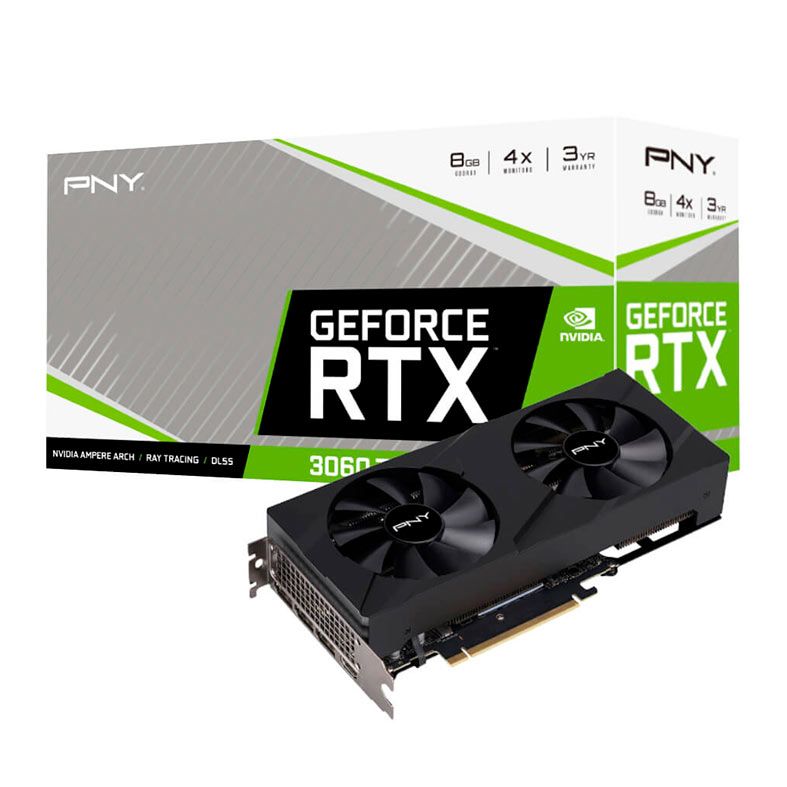 Placa de Video PNY GeForce RTX 3060 Ti Verto Dual Fan, 8GB, GDDR6X, 256-bit, VCG3061T8LDFBPB1-NAC