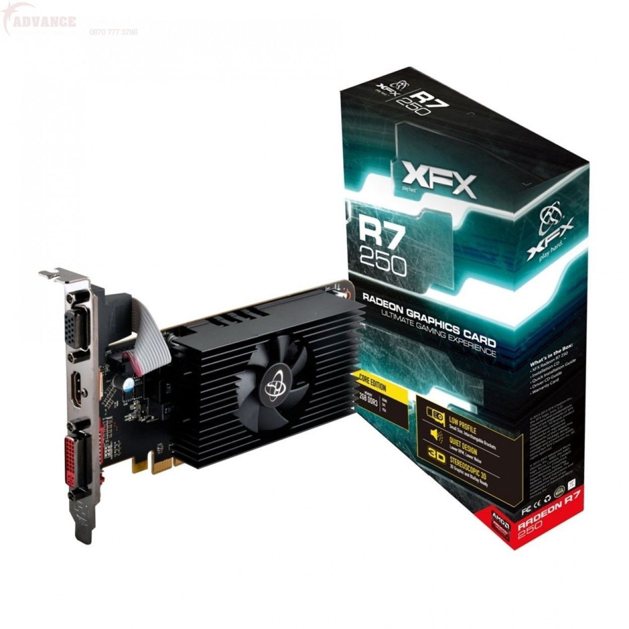 Placa de Video XFX Radeon R7 250 2GB DDR3 Low Profile 128-bit, R7-250A-CLF4