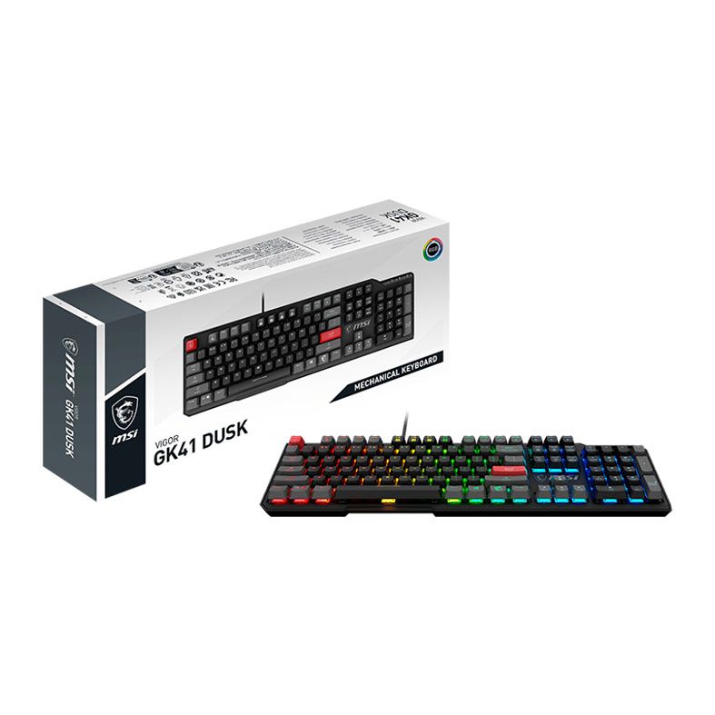 Teclado Mecanico MSI Vigor GK41, RGB, Switch Vermelho, Preto, VIGOR-GK41-DUSK-LR-US
