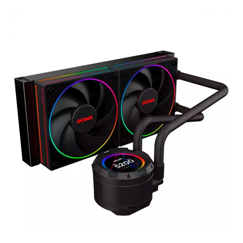 Water Cooler PcYes Vision Black Vulcan, ARGB, 240mm, Preto, VS240BV