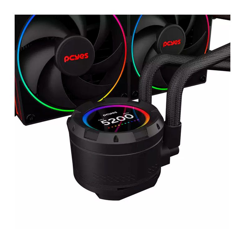 Water Cooler PcYes Vision Black Vulcan, ARGB, 240mm, Preto, VS240BV