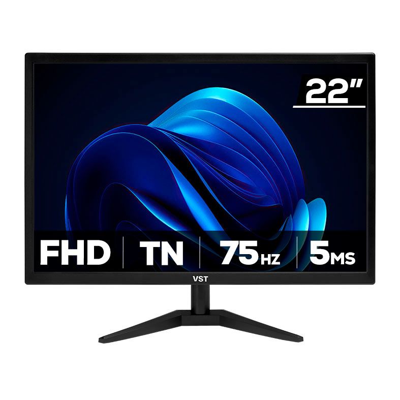 Monitor VST 22, 22 Pol, TN, FHD, 5ms, 75Hz, HDMI/VGA, VST-VST22-BL01