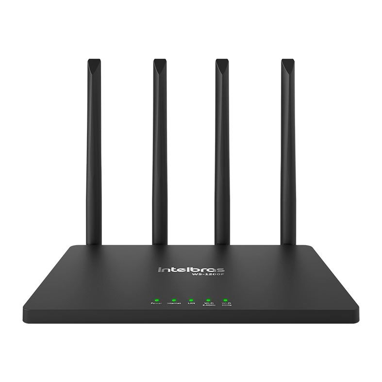 Roteador Wi-Fi 5 Intelbras Wi-Force W5-1200F, Dual Band, 300Mpbs e 867Mbps, 4 Antenas, Preto, W5-1200F