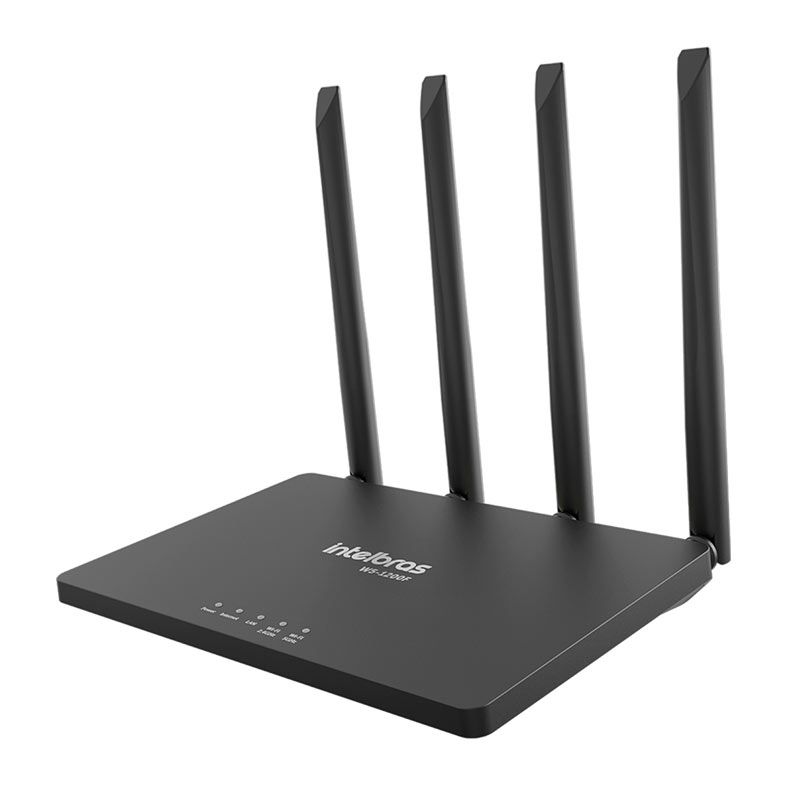 Roteador Wi-Fi 5 Intelbras Wi-Force W5-1200F, Dual Band, 300Mpbs e 867Mbps, 4 Antenas, Preto, W5-1200F