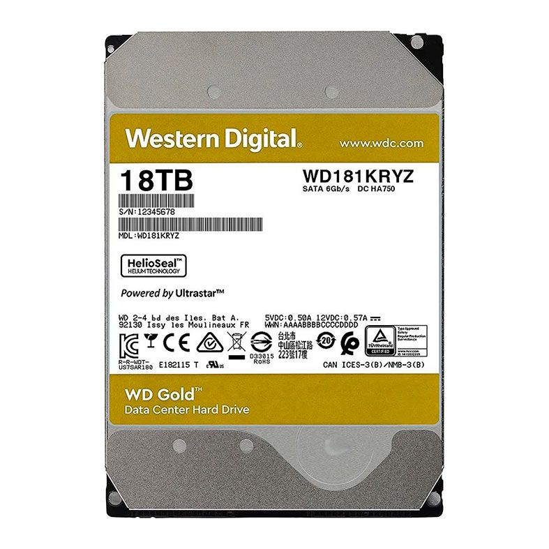 HD WD Gold, 18TB, 3.5, 7200RPM, Sata III 6GB/s, Cache 512MB, WD181KRYZ