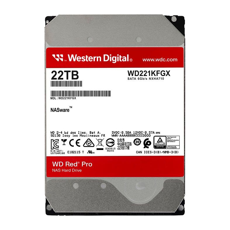 HD Western Digital RED PRO, 22TB, 3.5, 7200RPM, Sata III 6GB/s, Cache 512MB, WD221KFGX
