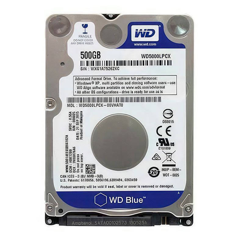HD WD Blue 500GB 2.5" Notebook Sata III 6GB/s, WD5000LPCX