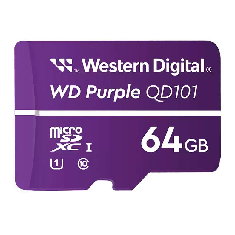 Cartao de Memoria WD Purple, 64GB, MicroSDXC, UHS-I, WDD064G1P0C-85AEL0