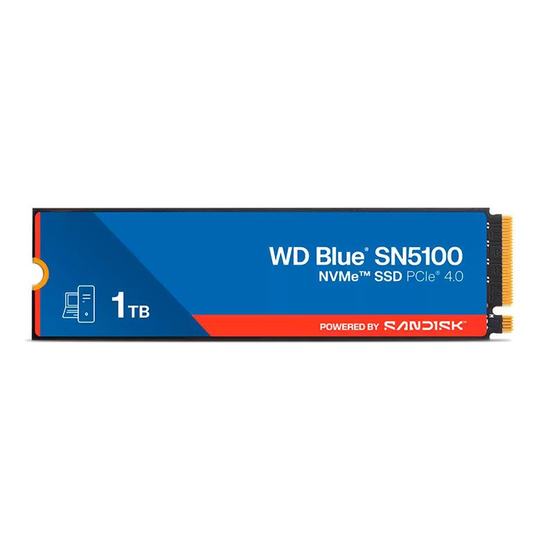 SSD WD Blue SN5100, 1TB, M.2 2280, PCIe NVMe, Leitura 7100MB/s, Gravacao 6700MB/s, WDS100T5B0E